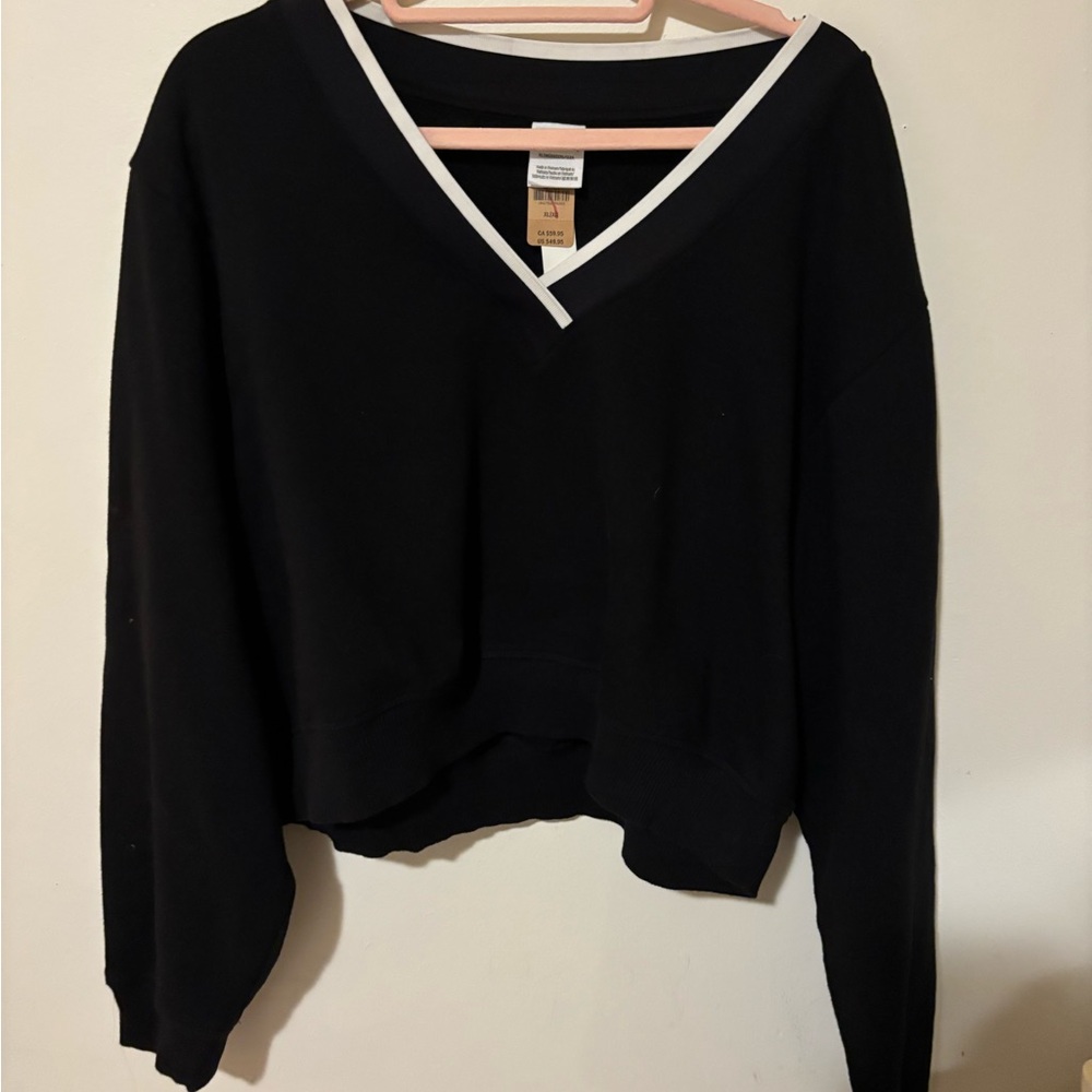 PINK Victoria's Secret Black Sweater with White Accents